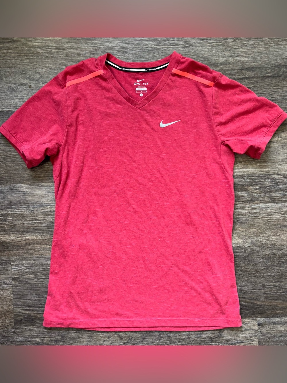 Nike Men’s Coral Red V‑Neck Dri‑Fit Polo with White Swoosh